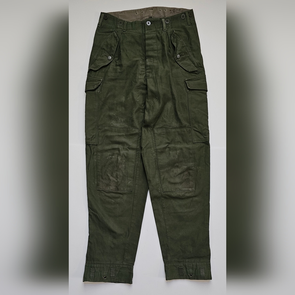 Vintage Swedish Army Pants Mens Button Fly Cargo Field Trousers Size 28